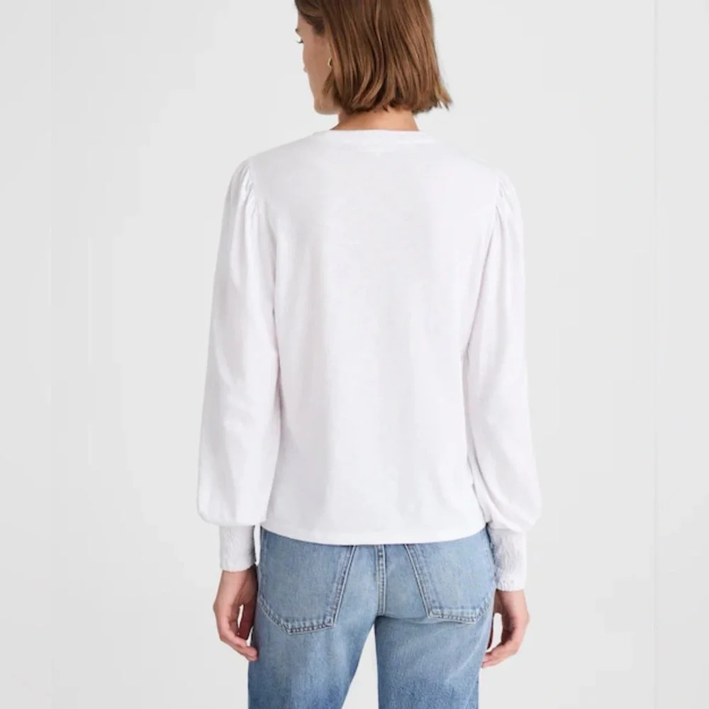 NWT Madewell Smocked Long-Sleeve Top in Soft Slub size Small